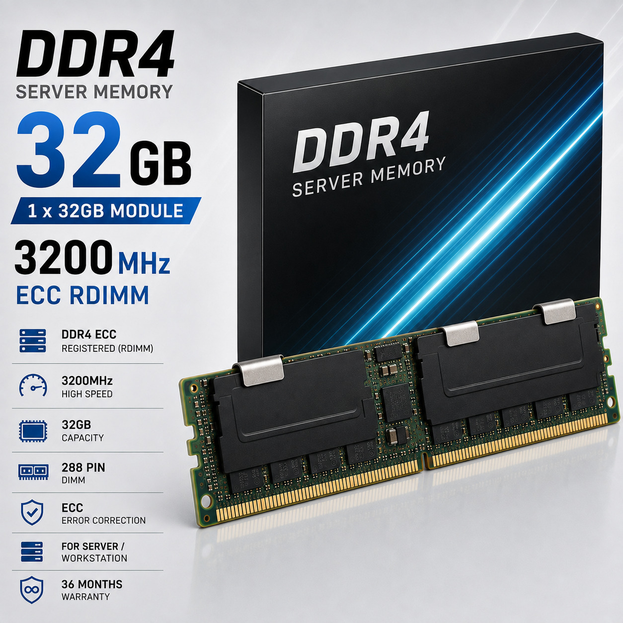 RAM DDR4 ECC RDIMM 32GB 3200MHz Server Memory