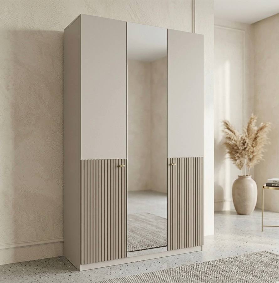 Shkaf «San-Remo» – 3 eshikli oynali shkaf (Kashmir / Riolit soft) – 53×226×135 sm