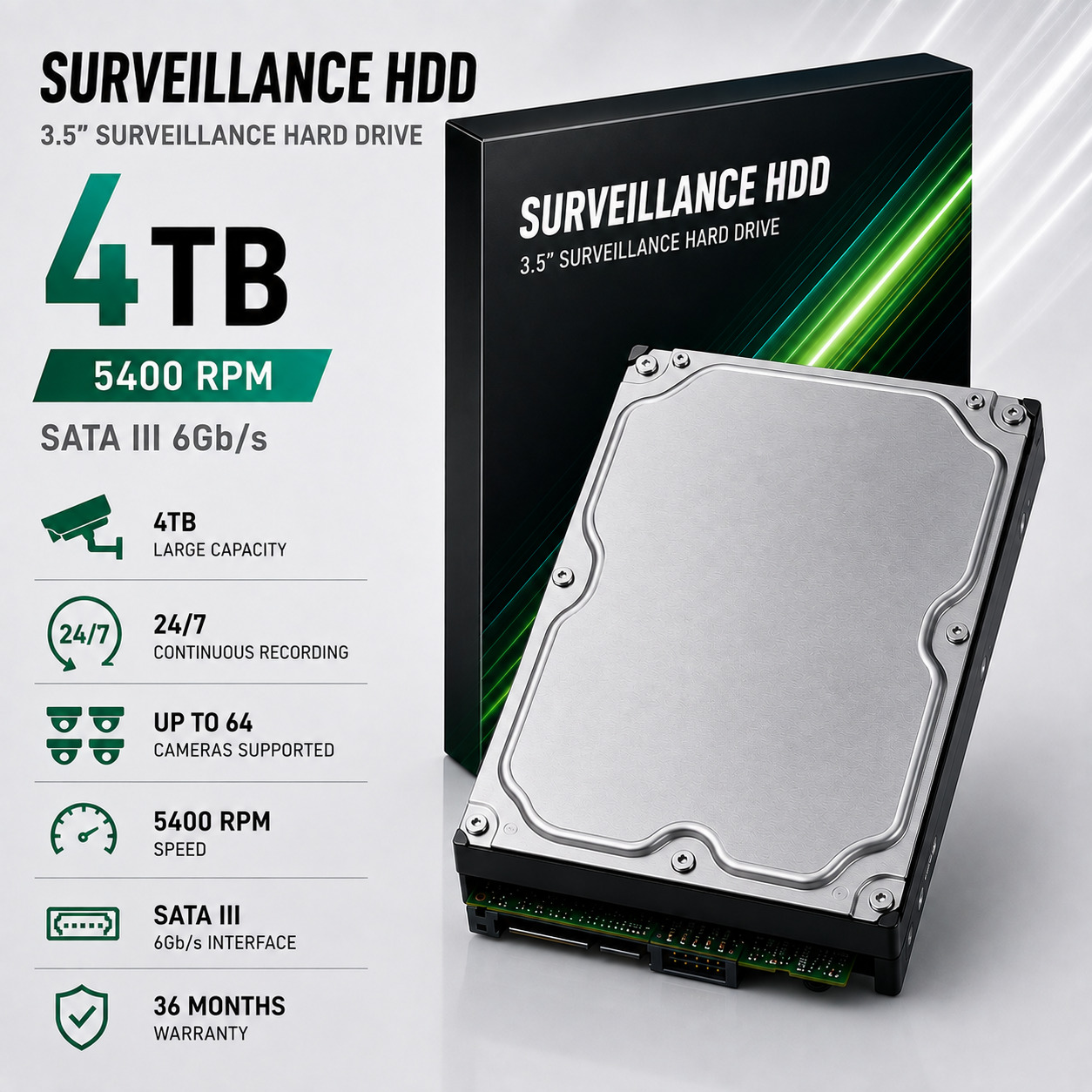 QATTIQ DISK | Videokuzatuv uchun HDD 4TB | uzluksiz yozish