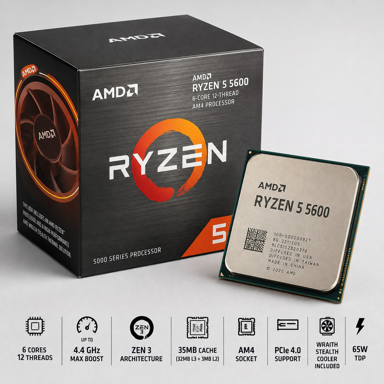 AMD Ryzen 5 5600 Desktop Processor | 6 yadro 12 oqim | AM4