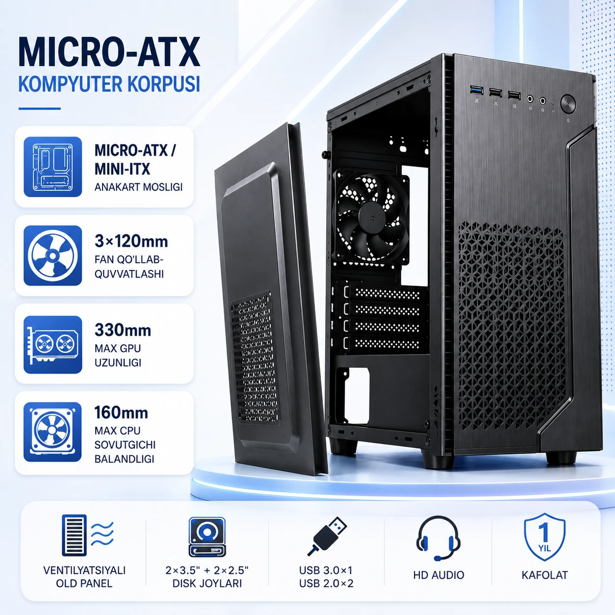 L-TECH Micro-ATX Kompyuter Korpusi