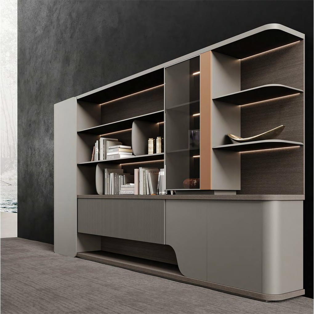 Gostinaya devor tizimi – modulli, LED yoritgichli, MDF (300×45×220 sm)