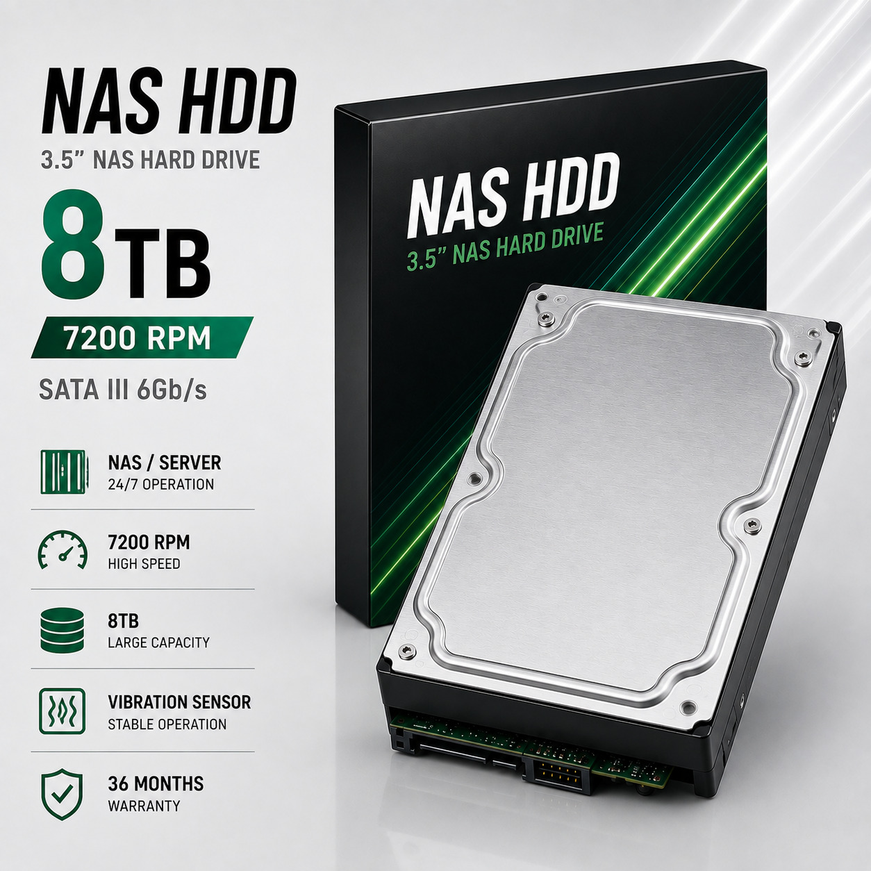 QATTIQ DISK | NAS HDD 8TB 7200rpm | 24/7 uzluksiz ishlash