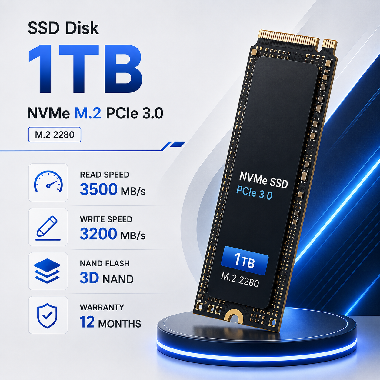 SSD Disk 1TB NVMe M.2 PCIe 3.0